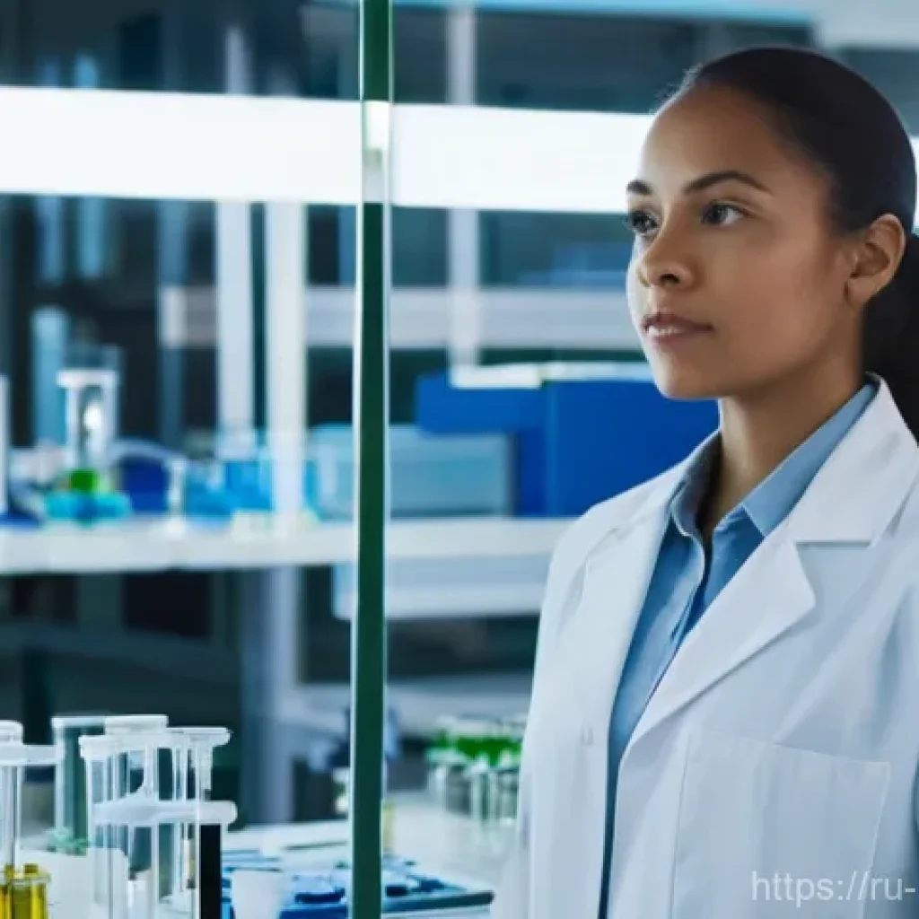 보건학 연구 윤리 - **Prompt 1: The Ethical Scientist's Reflection**
    "A female scientist, of mixed ethnicity, stands...