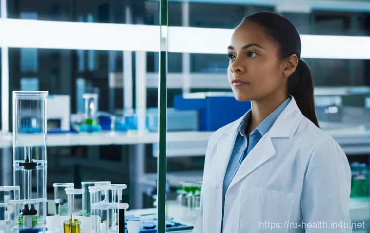 보건학 연구 윤리 - **Prompt 1: The Ethical Scientist's Reflection**
    "A female scientist, of mixed ethnicity, stands...