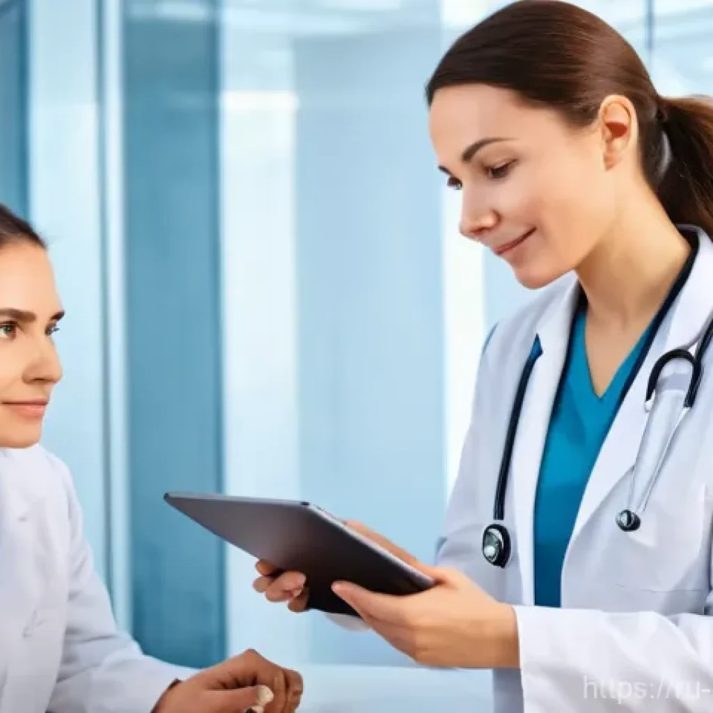 보건학과 국제 보건 규제 - **Prompt:** A clean, modern Russian clinic interior bathed in soft, natural light. A compassionate f...