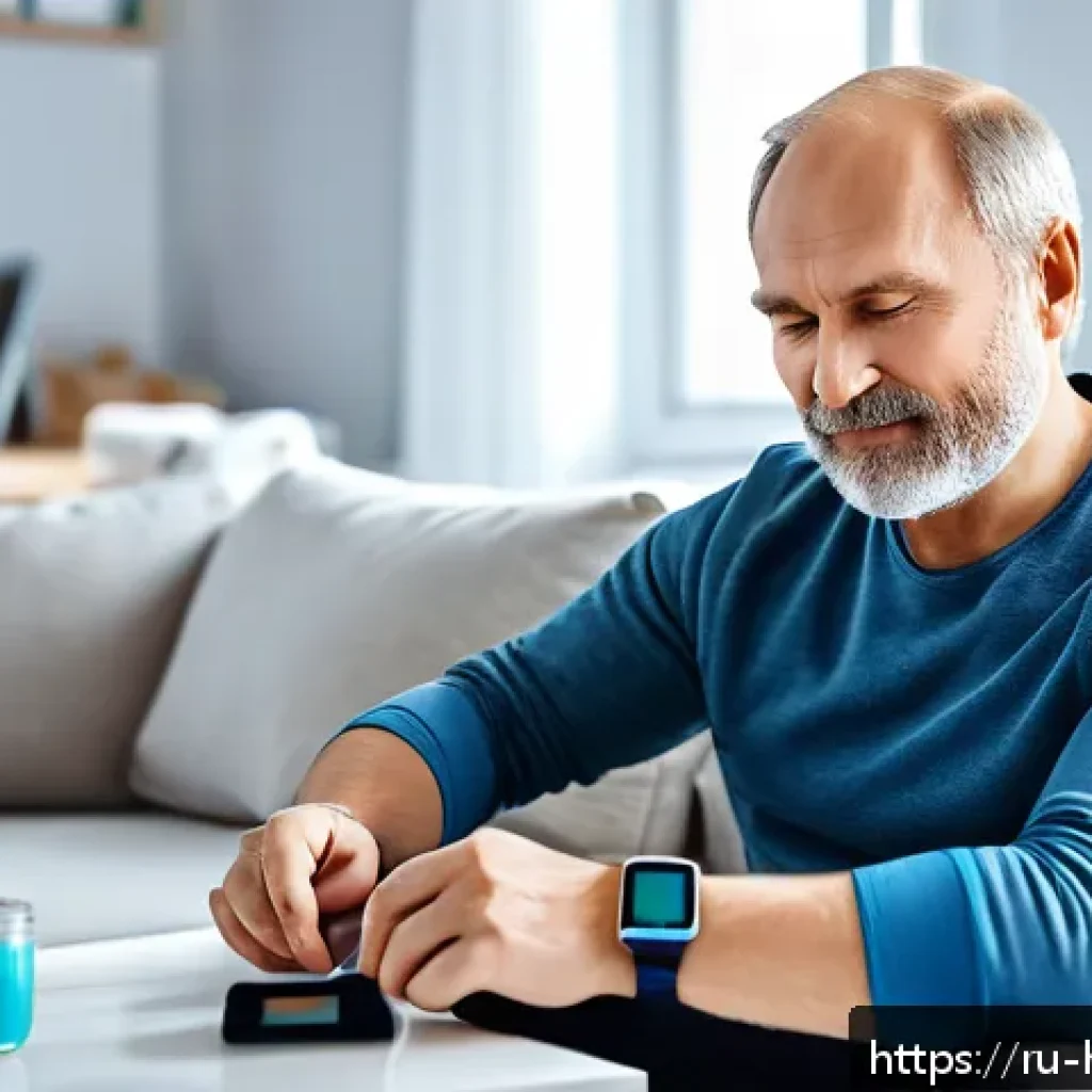 보건학과 보건 지표 분석 - A modern Russian middle-aged man wearing casual home clothes, sitting comfortably on a sofa in a bri...