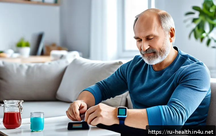 보건학과 보건 지표 분석 - A modern Russian middle-aged man wearing casual home clothes, sitting comfortably on a sofa in a bri...