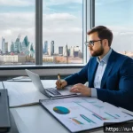 보건학 학술지 제출 - A professional academic researcher in a modern office setting, focused and writing a scientific arti...